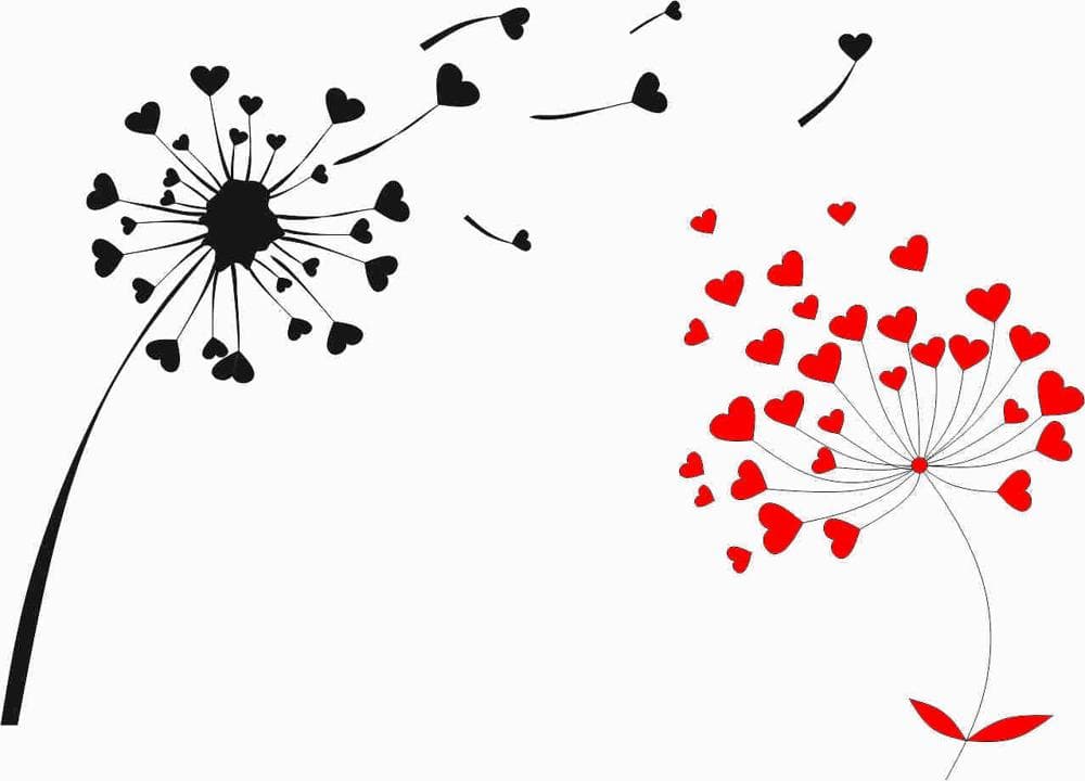 Heart Dandelion Silhouette SVG Vector File for Laser Cutting