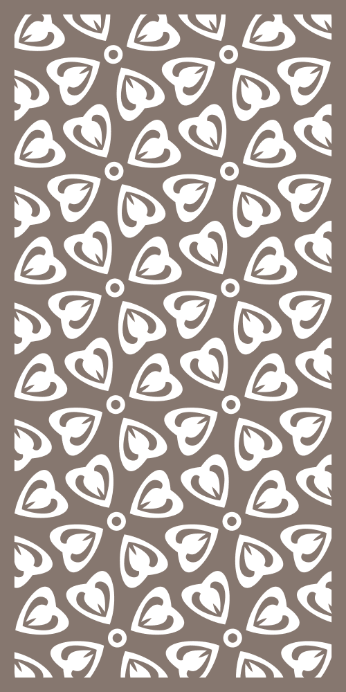 Heart Leaf Seamless Screen Panel Vector for Laser Cutting