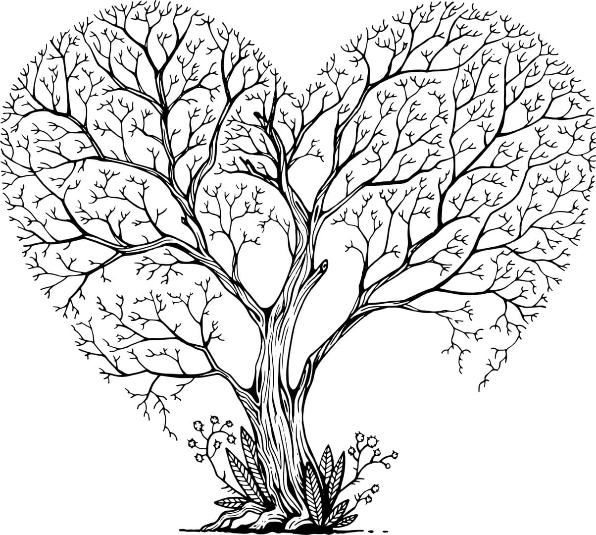 Heart Shaped Tree Silhouette Vector for Laser Cutting