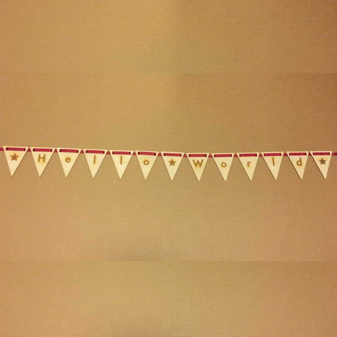 Hello World Bunting Banner Vector File for Laser Cutting DXF