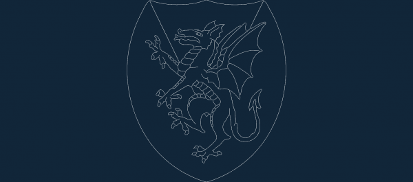 Heraldic Dragon Shield Vector Design DXF File