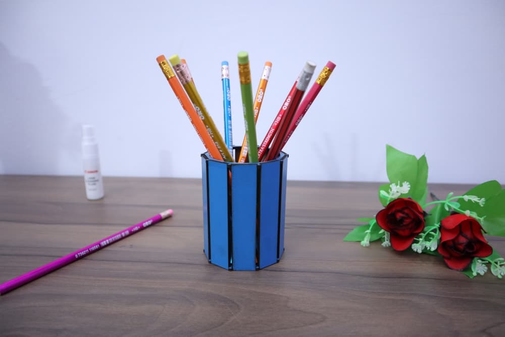 Hexagonal Desk Pen Holder Laser Cut Vector DXF File