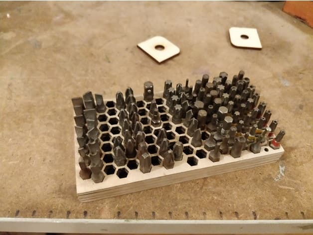 Hexagonal Screwdriver Bit Organizer Vector File for Laser Cutting