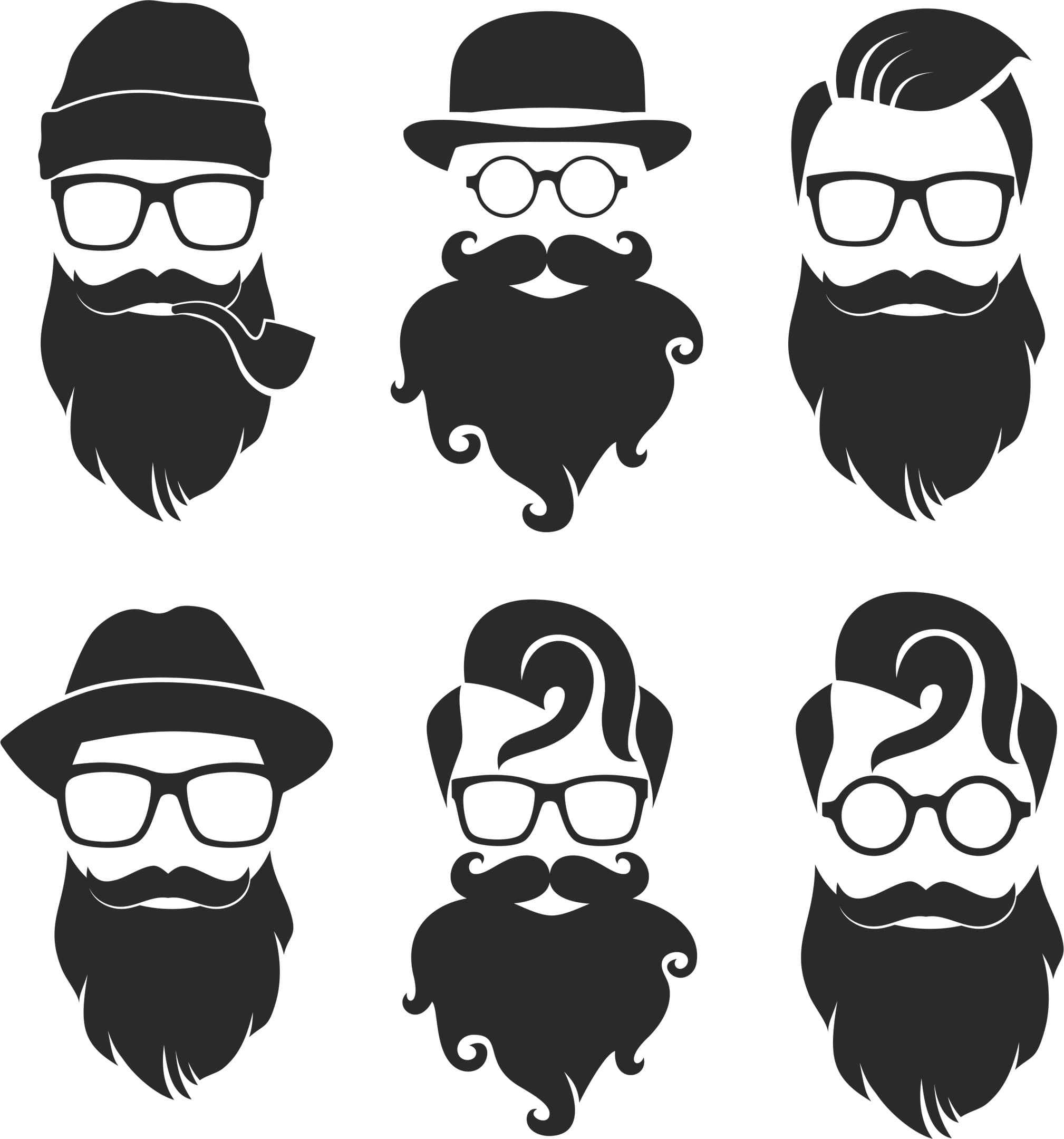 Hipster Gentleman Portrait Collection Vector for Laser Cutting