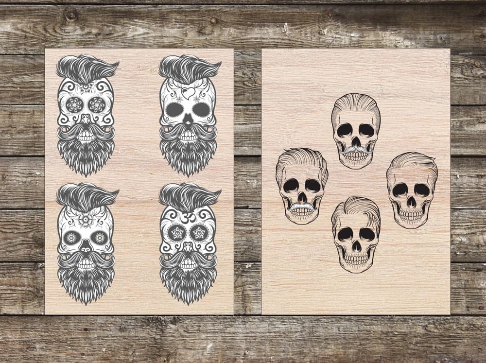 Hipster Sugar Skull Vector Collection for Laser Engraving