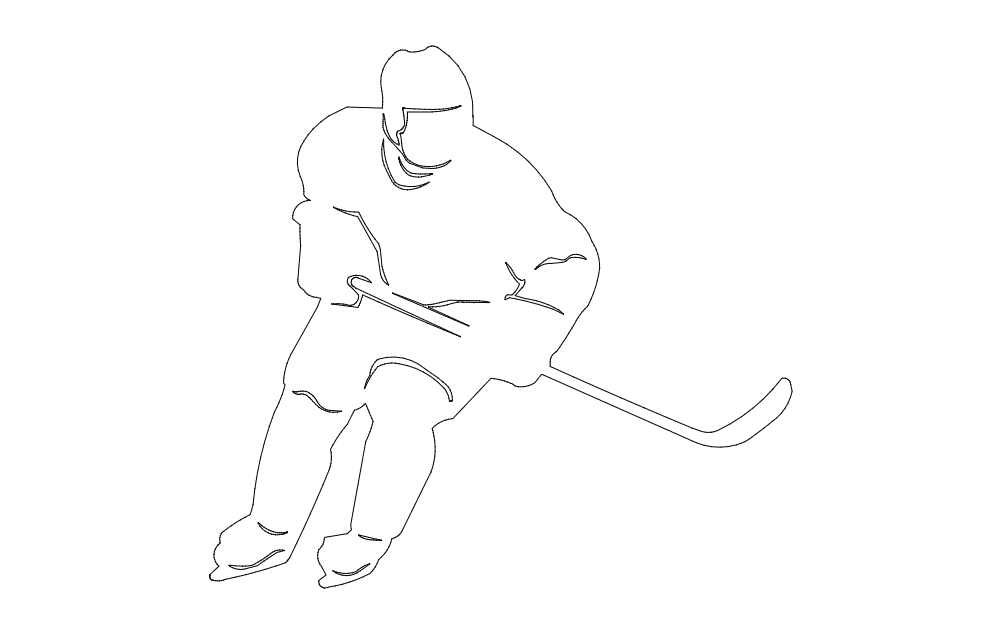 Hockey Player One Line Art Vector File for Laser Cutting
