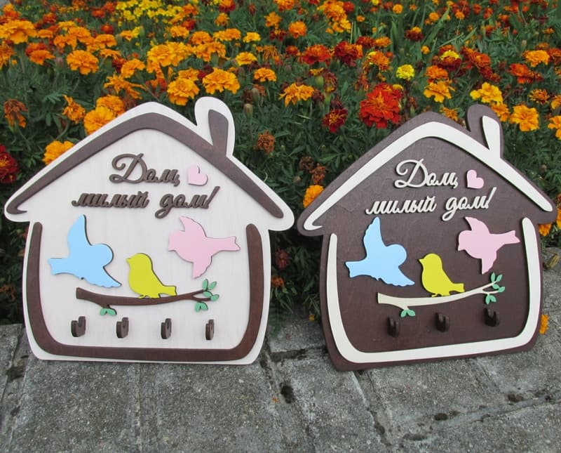 Home Sweet Home Bird Key Holder Laser Cut Vector Plan