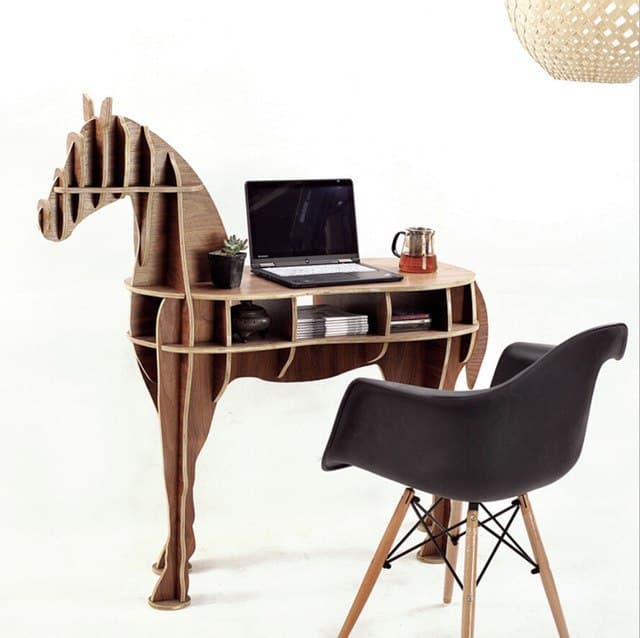 Horse Shaped Desk 3D Puzzle Vector Plan for Laser Cutting DXF