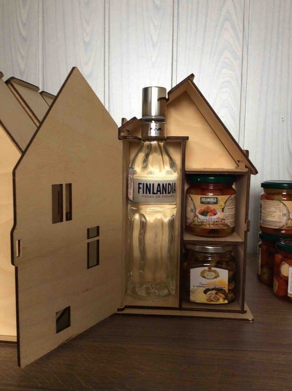 House Shaped Bottle Gift Box Laser Cut Vector File