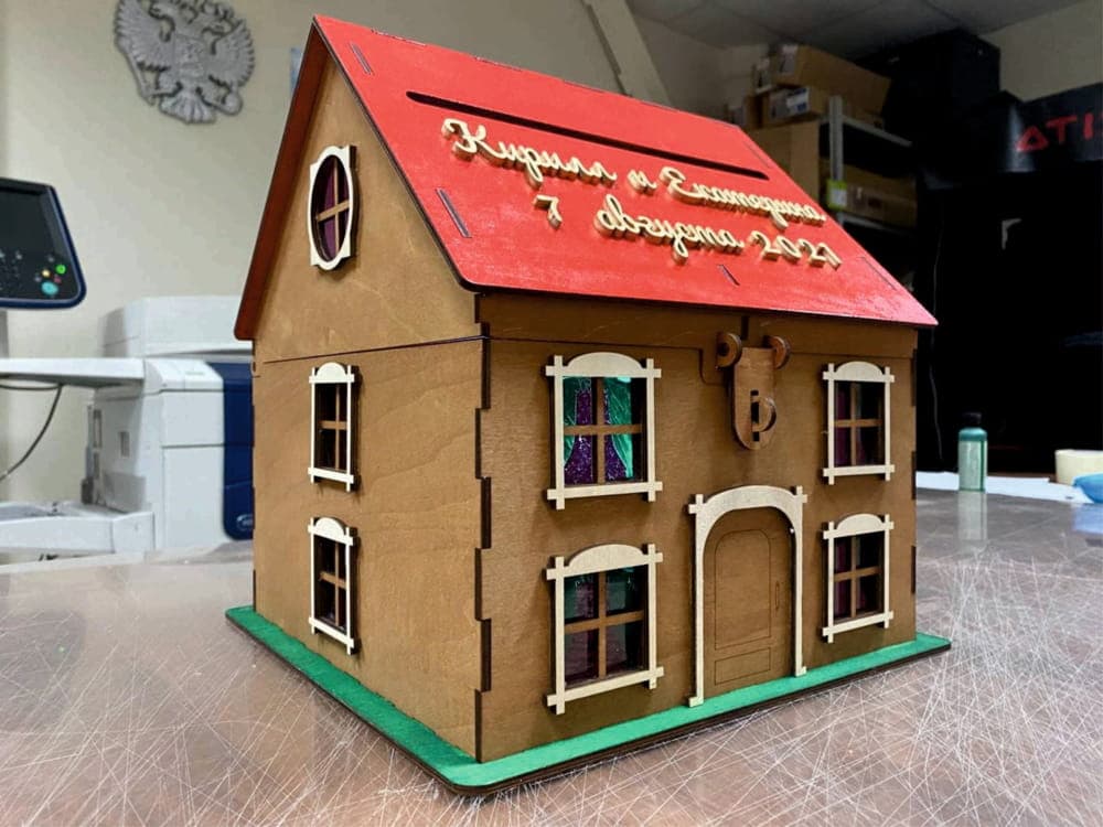 House Shaped Wedding Card Box Laser Cut Vector File