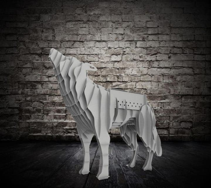 Howling Wolf 3D Puzzle BBQ Grill Vector File
