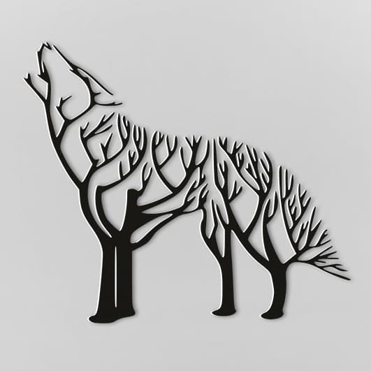 Howling Wolf Forest Silhouette Laser Cut Vector File