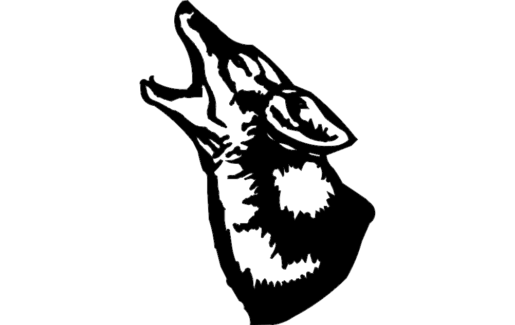 Howling Wolf Head Vector Design for Laser Cutting DXF