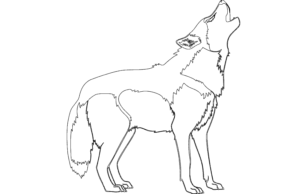Howling Wolf Silhouette Vector File for CNC Cutting