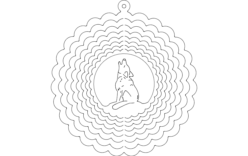 Howling Wolf Wind Spinner Vector Design for CNC Laser Cut