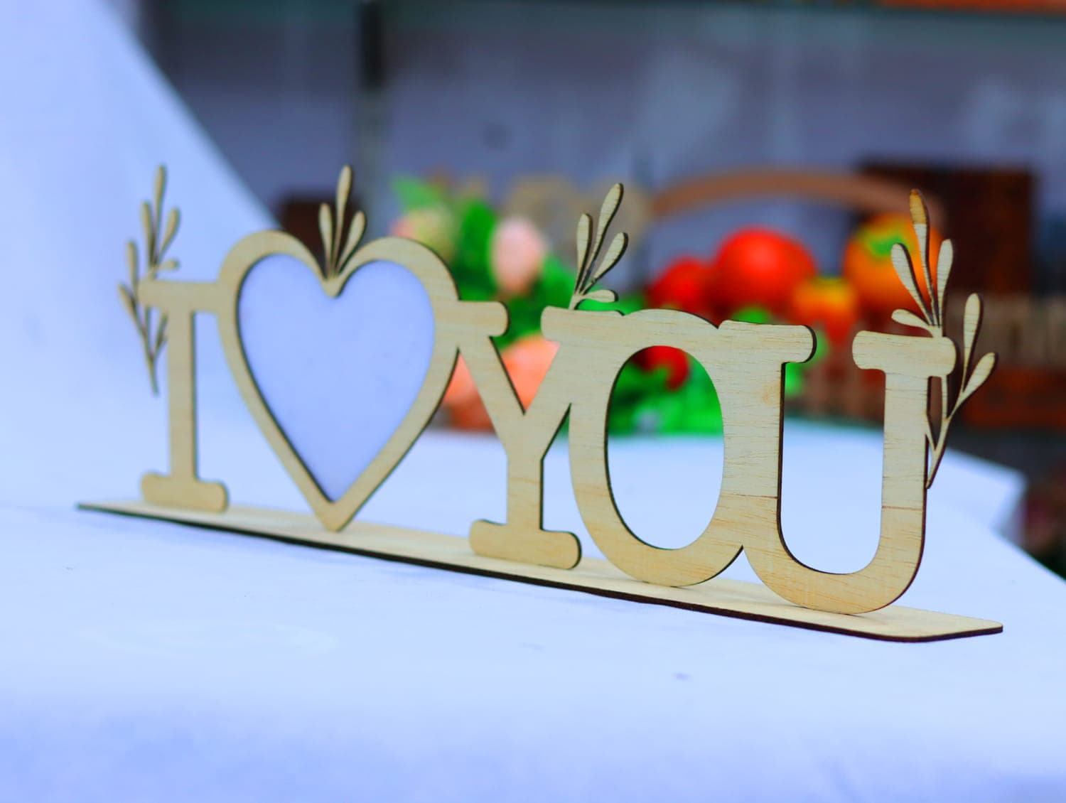 I Love You Heart Table Sign Laser Cut Vector File