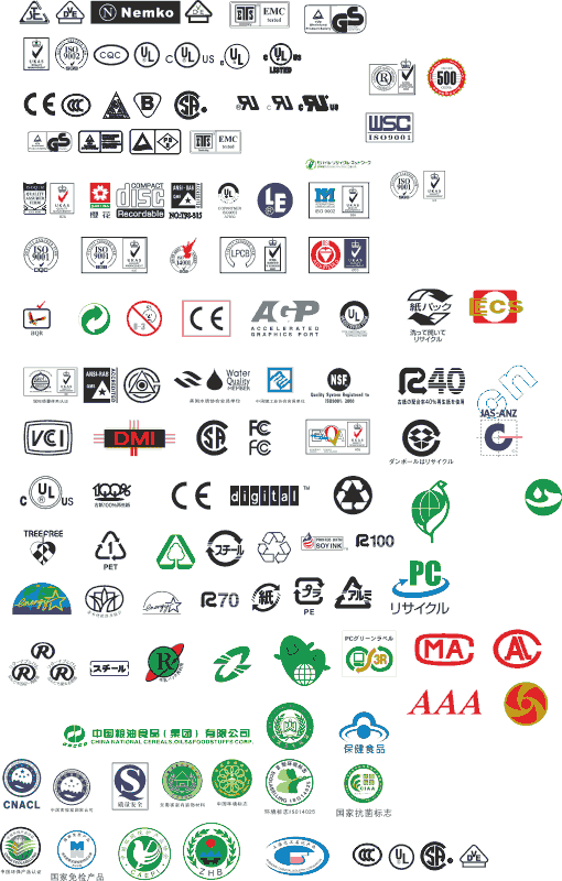 Industrial Certification and Compliance Symbols Vector Pack