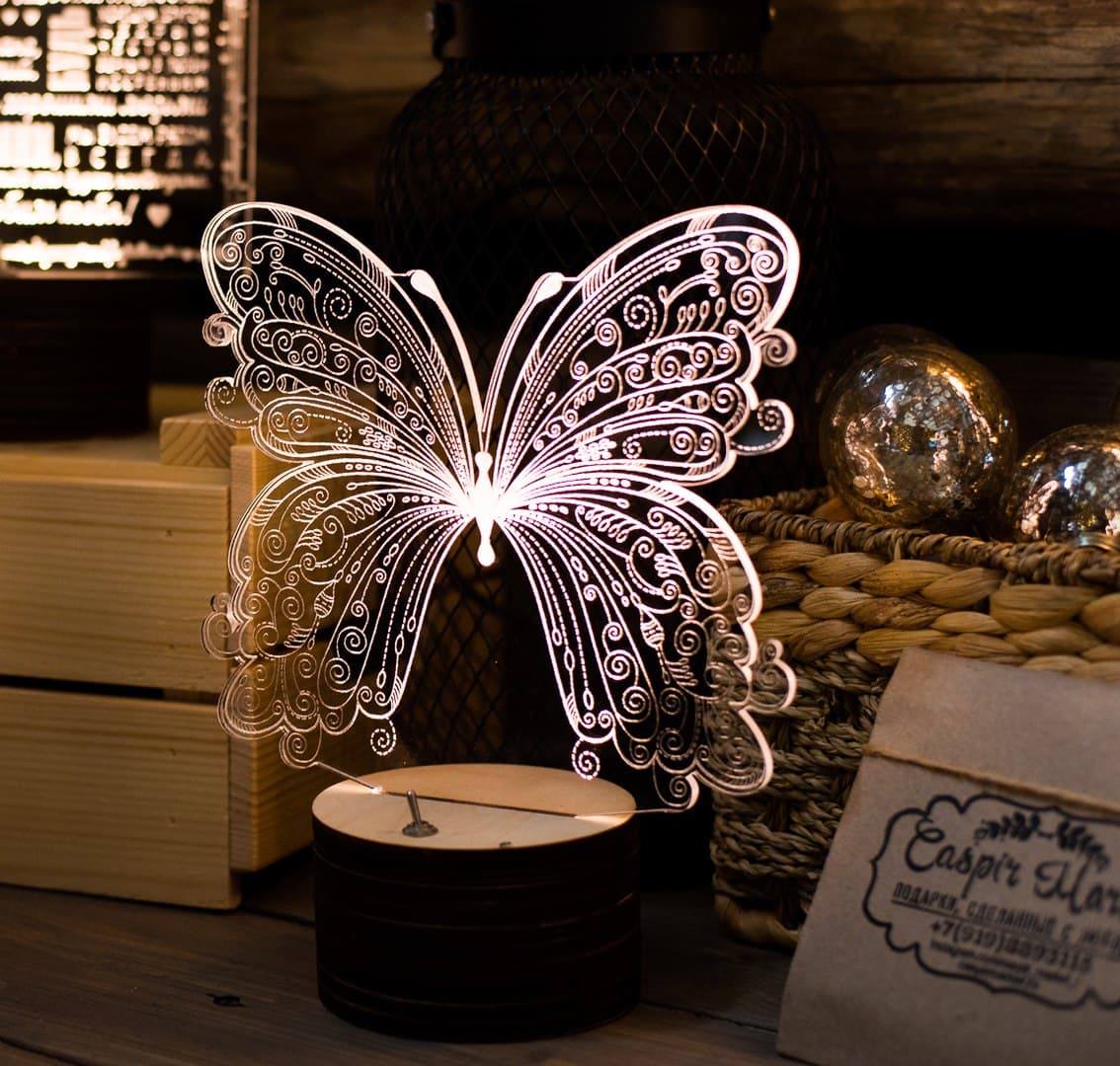 Intricate Butterfly 3D LED Lamp Laser Cut Vector File