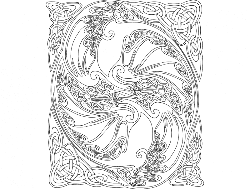 Intricate Celtic Dragon Vector Design Free Download DXF