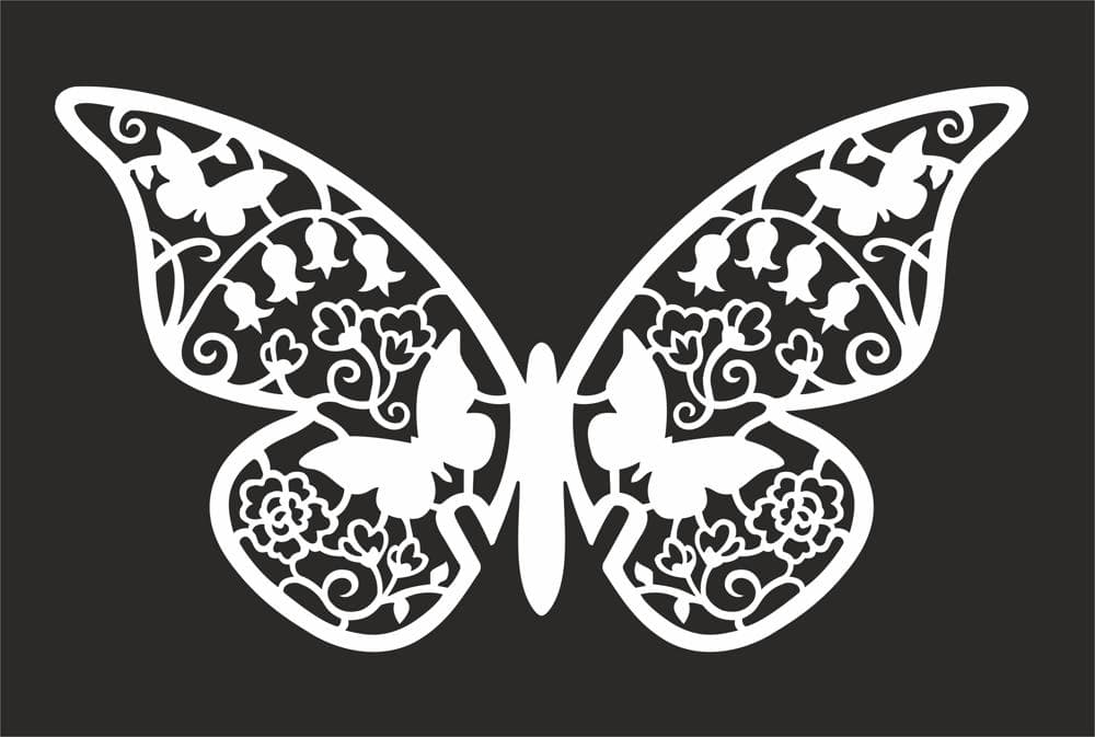 Intricate Floral Butterfly Laser Cut Vector File