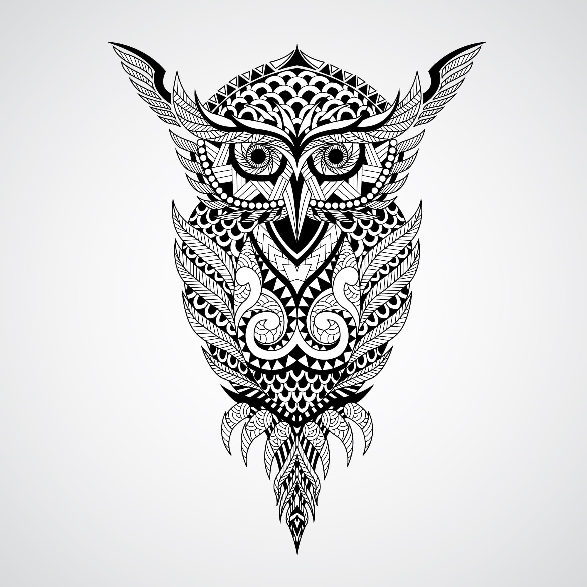 Intricate Geometric Owl Vector Design for Laser Cutting