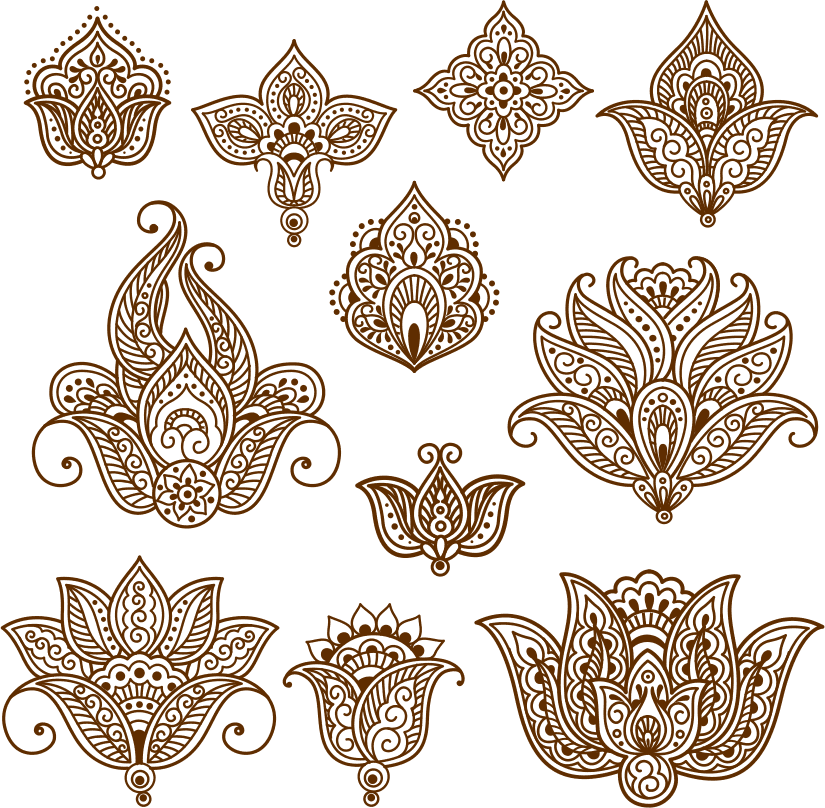 Intricate Henna Mehndi Floral Vector Collection for Laser Cutting