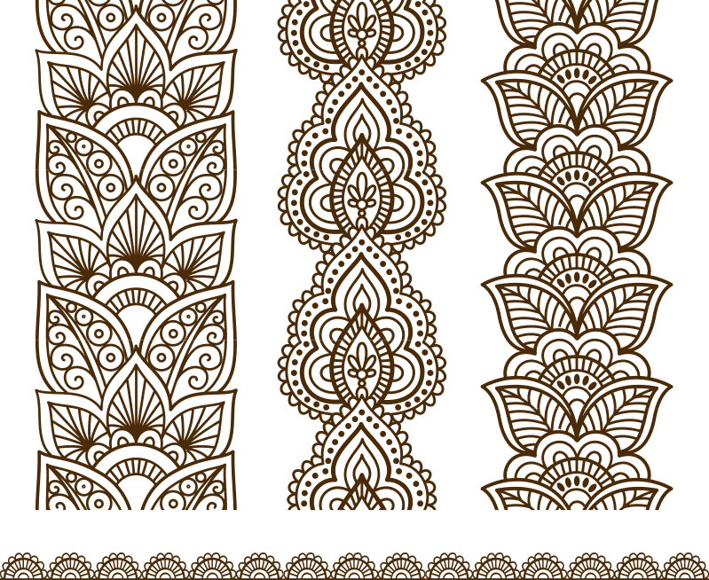 Intricate Indian Mehndi Border Patterns Vector File