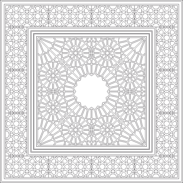 Islamic Geometric Wall Panel Vector Design for Laser Cutting DXF