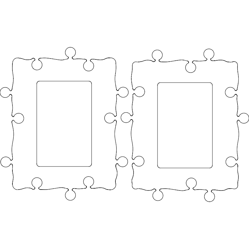 Jigsaw Puzzle Picture Frame Vector DXF File for Laser Cutting