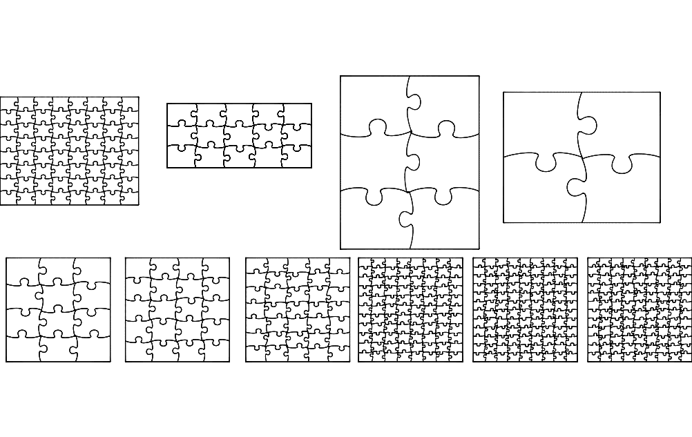 Jigsaw Puzzle Vector Patterns for Laser Cutting (DXF)