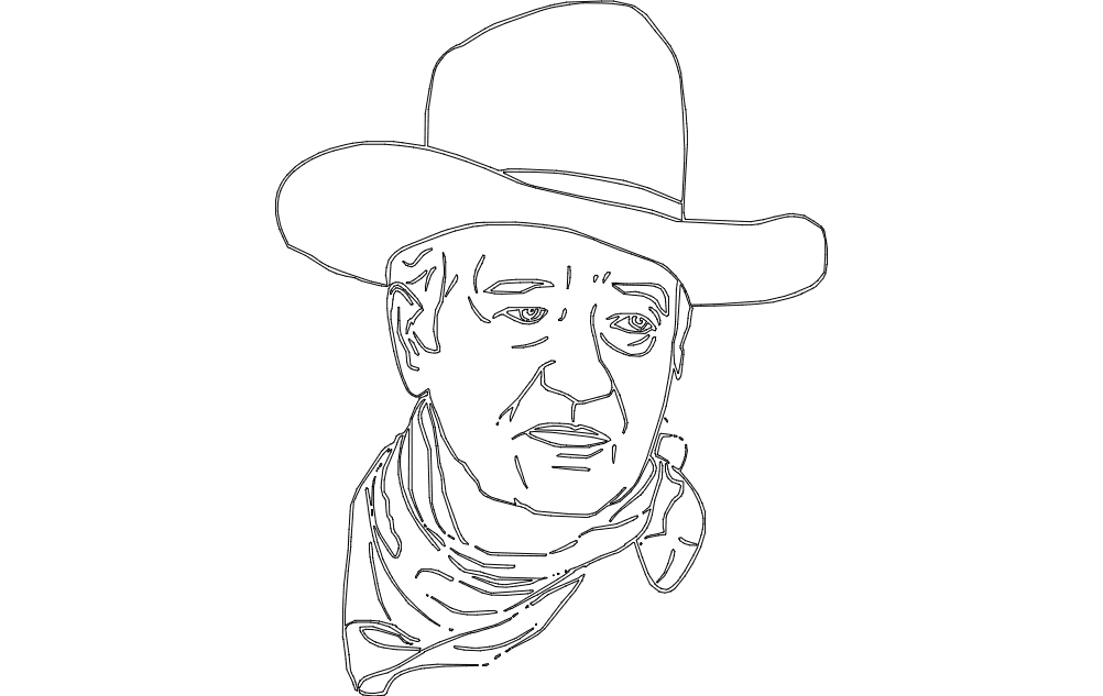 John Wayne Portrait Vector Design for Laser Cutting DXF