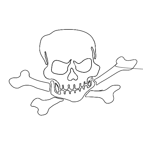 Jolly Roger Skull and Crossbones Vector DXF File