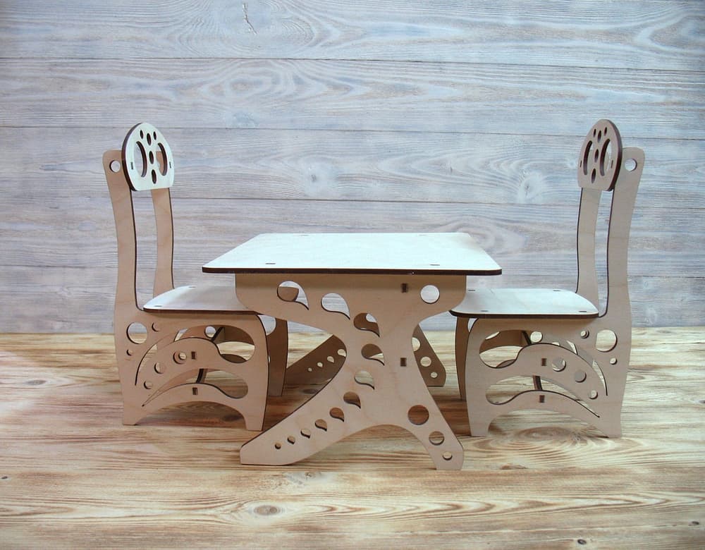 Kids Table and Chairs Set Vector Design for Laser Cutting