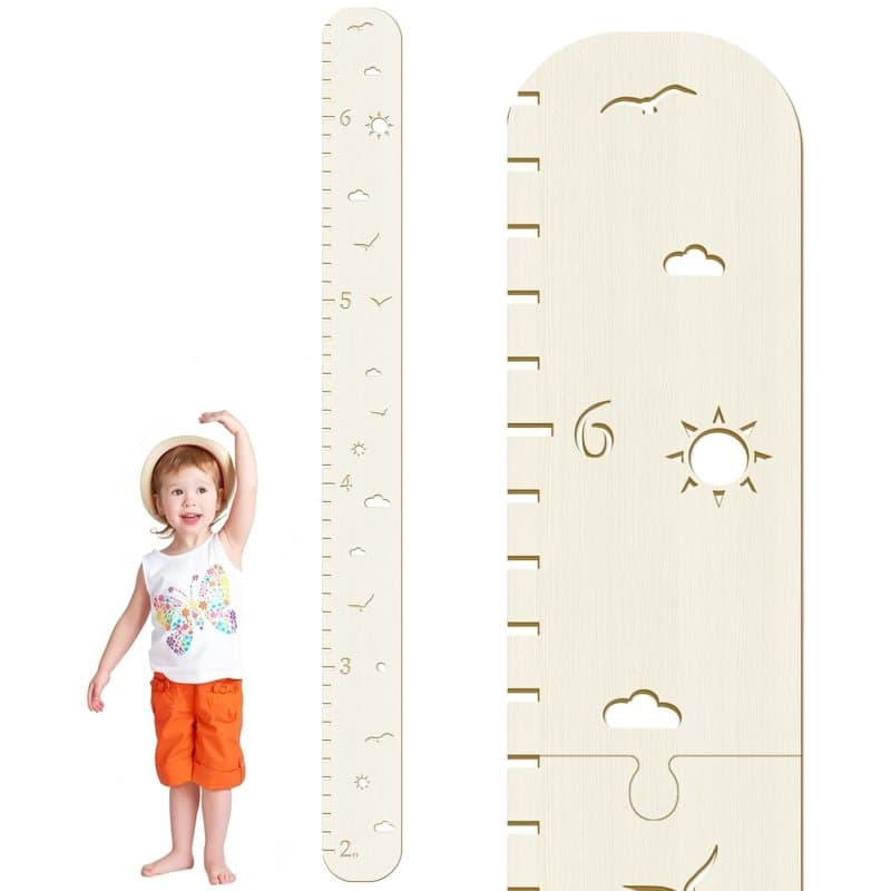 Kids Wooden Growth Chart Wall Ruler Laser Cut Vector File
