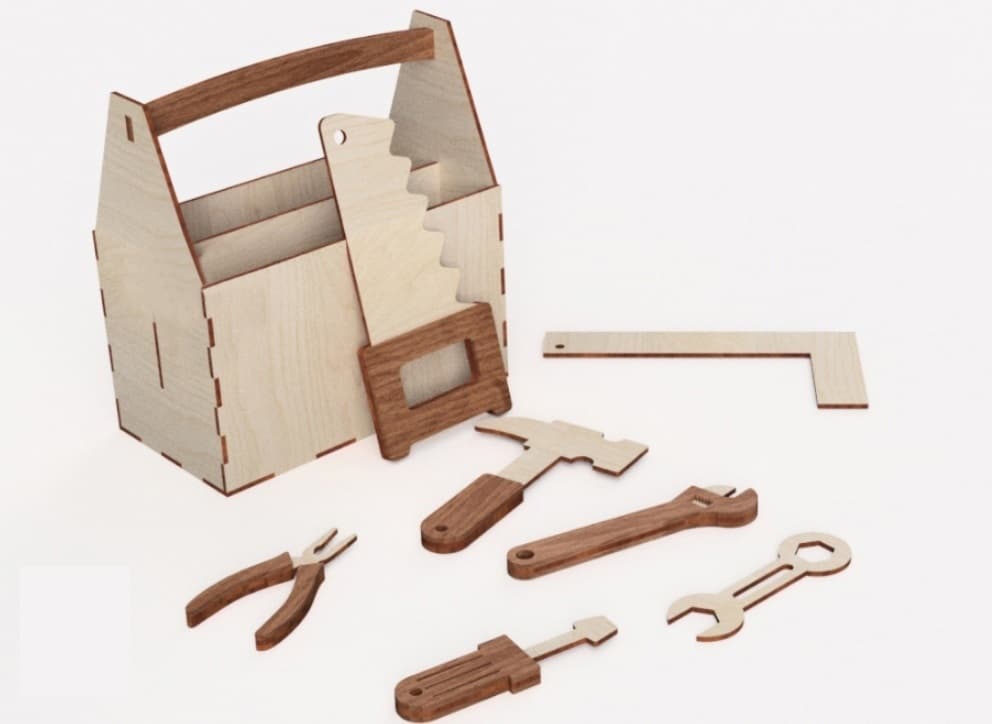Kids Wooden Tool Set with Box Laser Cut File