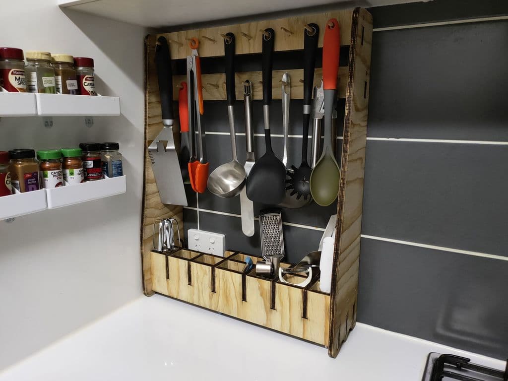 Kitchen Utensil Organizer Rack Laser Cut Vector Plan (DXF)