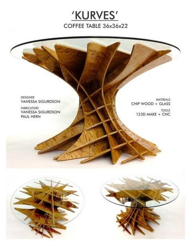 Kurves Coffee Table 3D CNC Wood Project Vector File