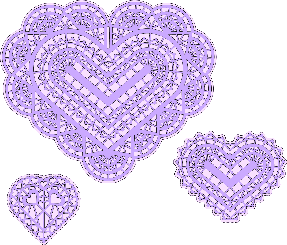 Lacy Heart Patterns Vector File for Laser Cutting