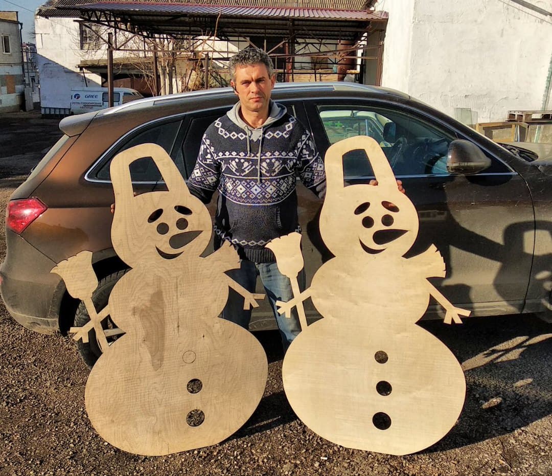 Large Wooden Snowman Decoration Vector File for Laser Cutting