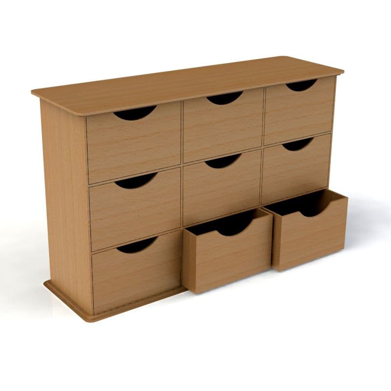 Laser Cut 9-Drawer Desktop Organizer Vector DXF File