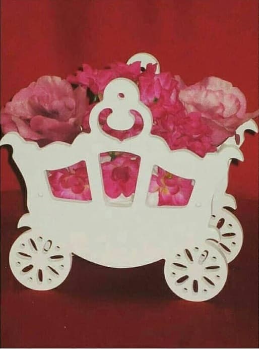 Laser Cut Cinderella Carriage Flower Basket CDR Template