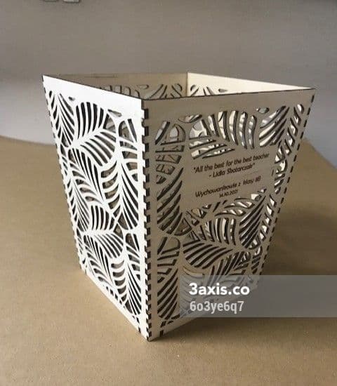 Laser Cut Decorative Pen Holder Box Vector Plan