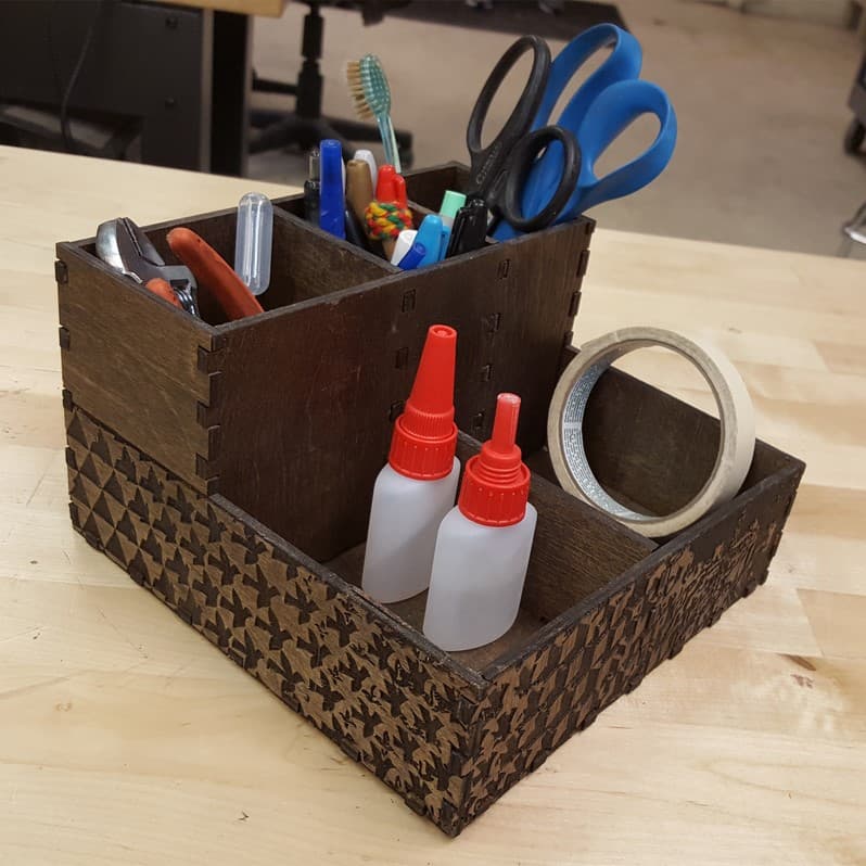 Laser Cut Desk Organizer with Geometric Pattern Vector File