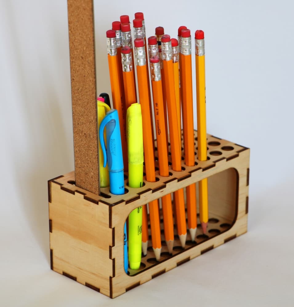 Laser Cut Desk Pen Organizer Vector File (DXF)