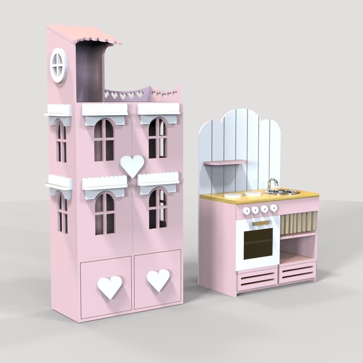 Laser Cut Dollhouse and Play Kitchen Set Vector Files
