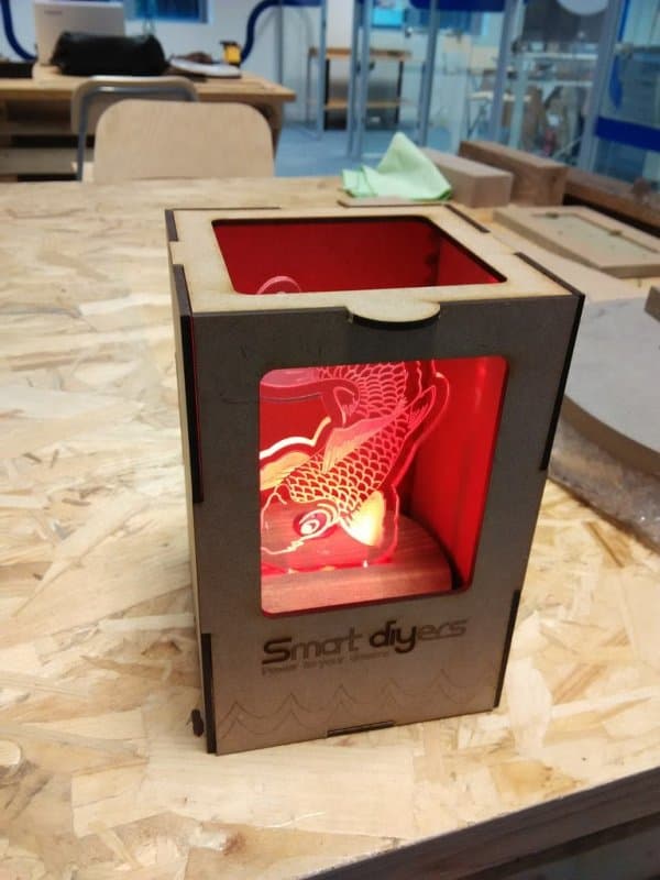 Laser Cut Koi Fish Acrylic LED Lamp DXF Vector File
