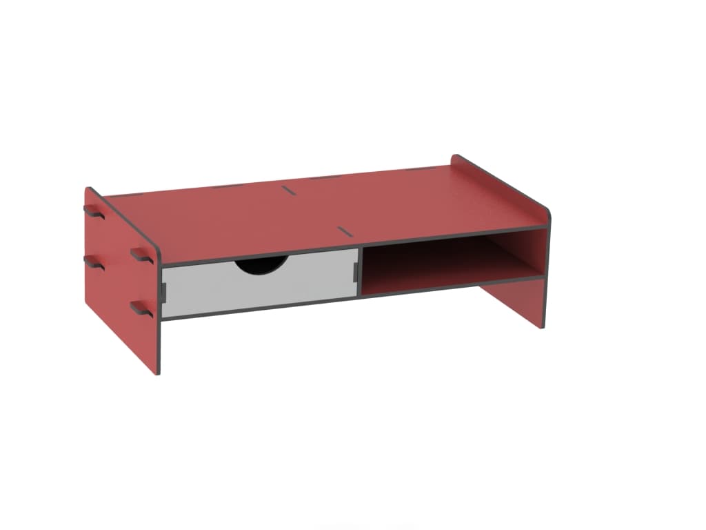Laser Cut Monitor Stand with Drawer Vector File