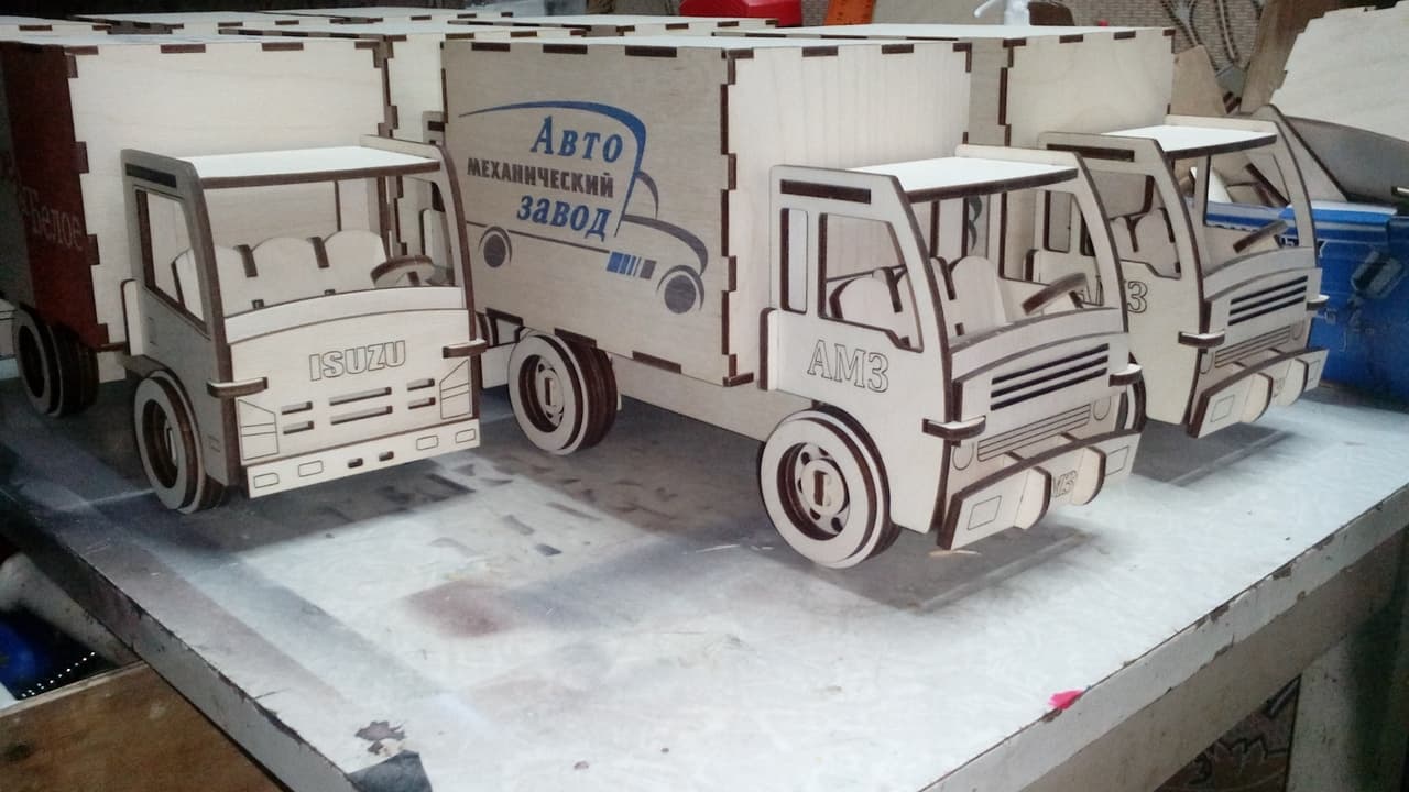 Laser Cut Toy Box Truck 3D Puzzle Vector File