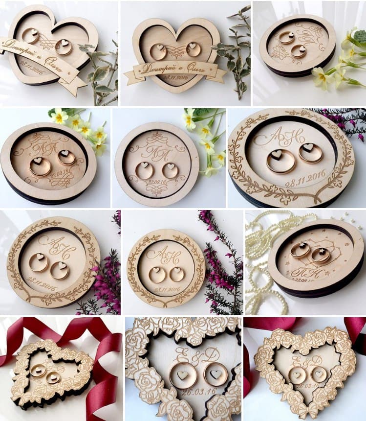 Laser Cut Wedding Ring Holder Box Templates - Vector Files
