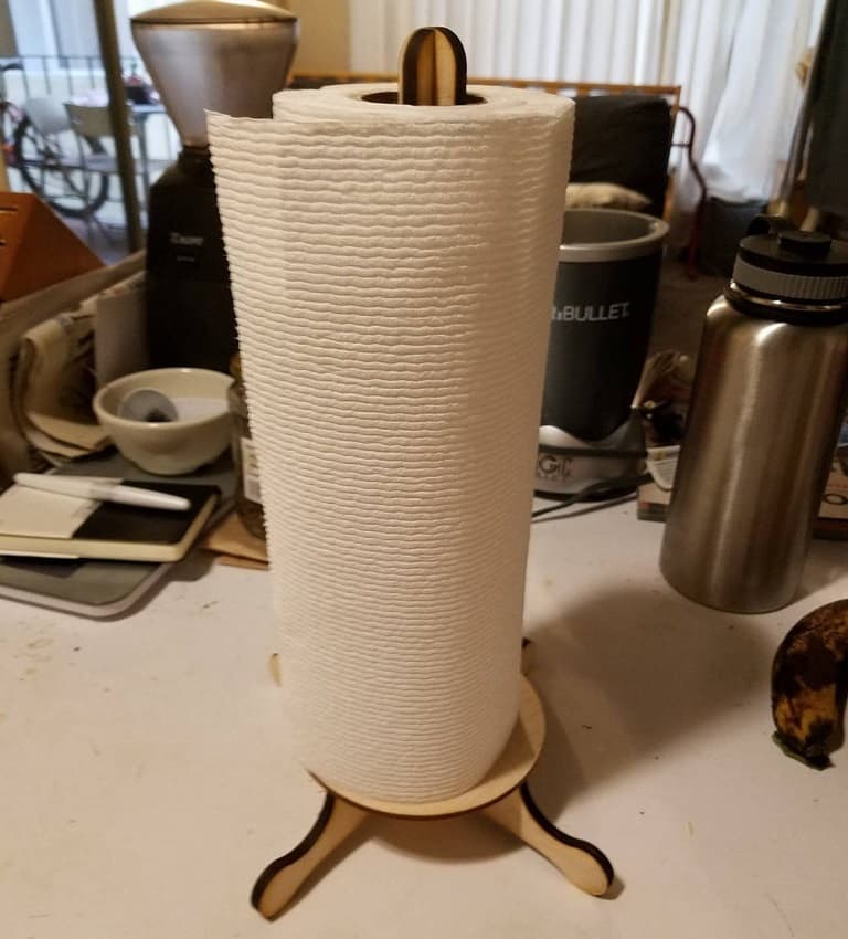 Laser Cut Wooden Paper Towel Holder Stand DXF SVG PDF